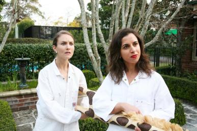 Promotional image. Factory Space Theatre Company. Pictured (l-r) Katharine Richardson, Robyn Makhoul.